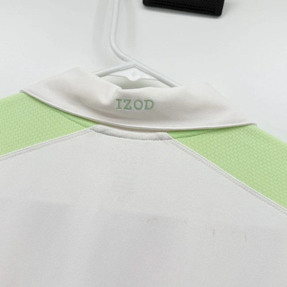 IZOD Lot of 2 Lime Green Black Colorblock 1/4 Zip Golf Polo Shirt  Medium NEW